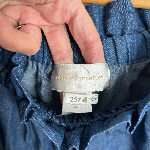 Corey Lynn calter Anthropologie denim jean dress off the shoulder size small - Picture 4 of 8